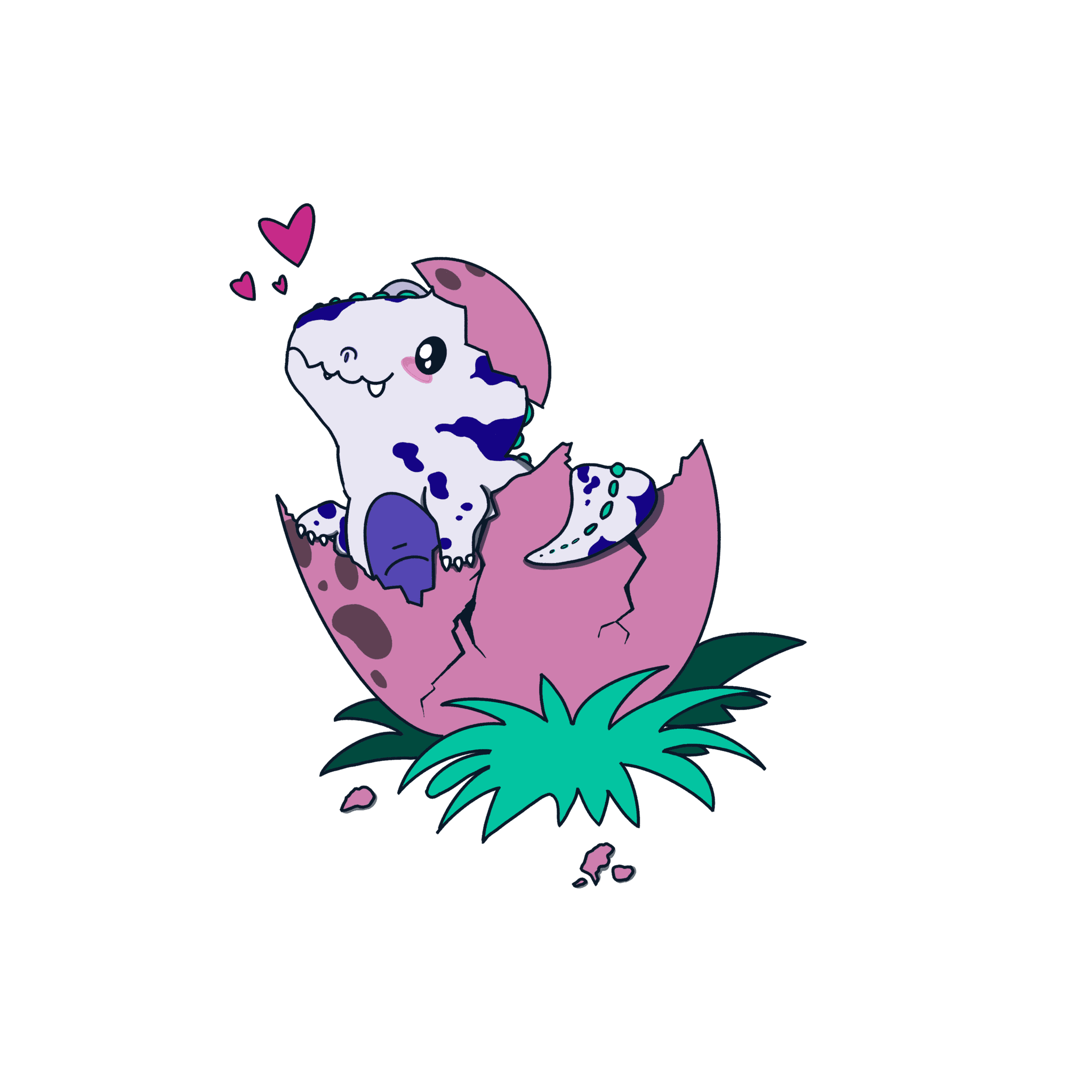 Ark Breeding App logo: Cute baby dino hatching out of egg